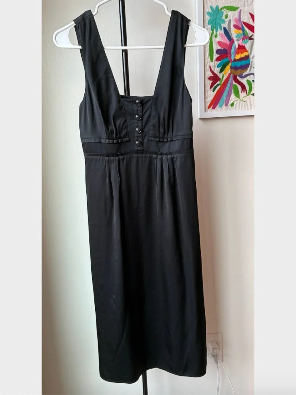 Burberry Vintage Black Sheath Dress w/ Squareneck & Button Detailing - Size 4 - Picture 1 of 14